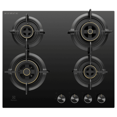 Electrolux UltimateTaste 300 Glass Top 4 Burner Automatic Hob (One Hand Ignition, Black)