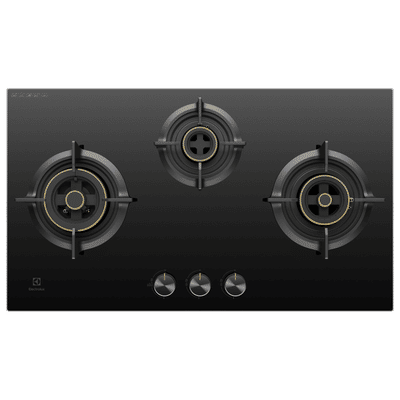 Electrolux UltimateTaste 300 Glass Top 3 Burner Manual Hob (One Hand Ignition, Black)
