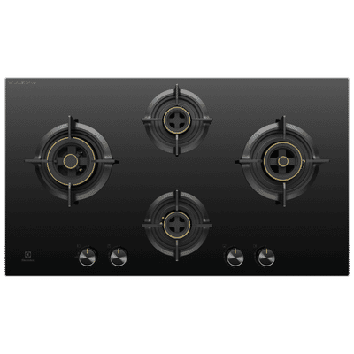 Electrolux UltimateTaste 300 Glass Top 4 Burner Automatic Hob (One Hand Ignition, Black)