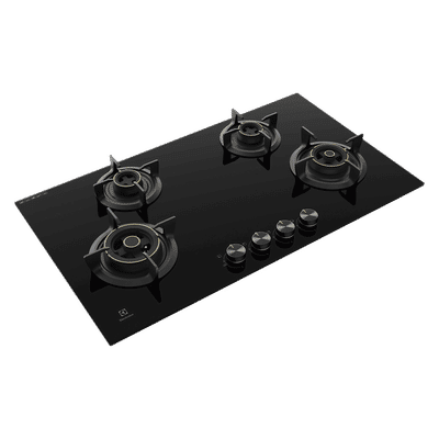 Electrolux UltimateTaste 300 Glass Top 4 Burner Automatic Hob (Cast Iron Pan Supports, Black)