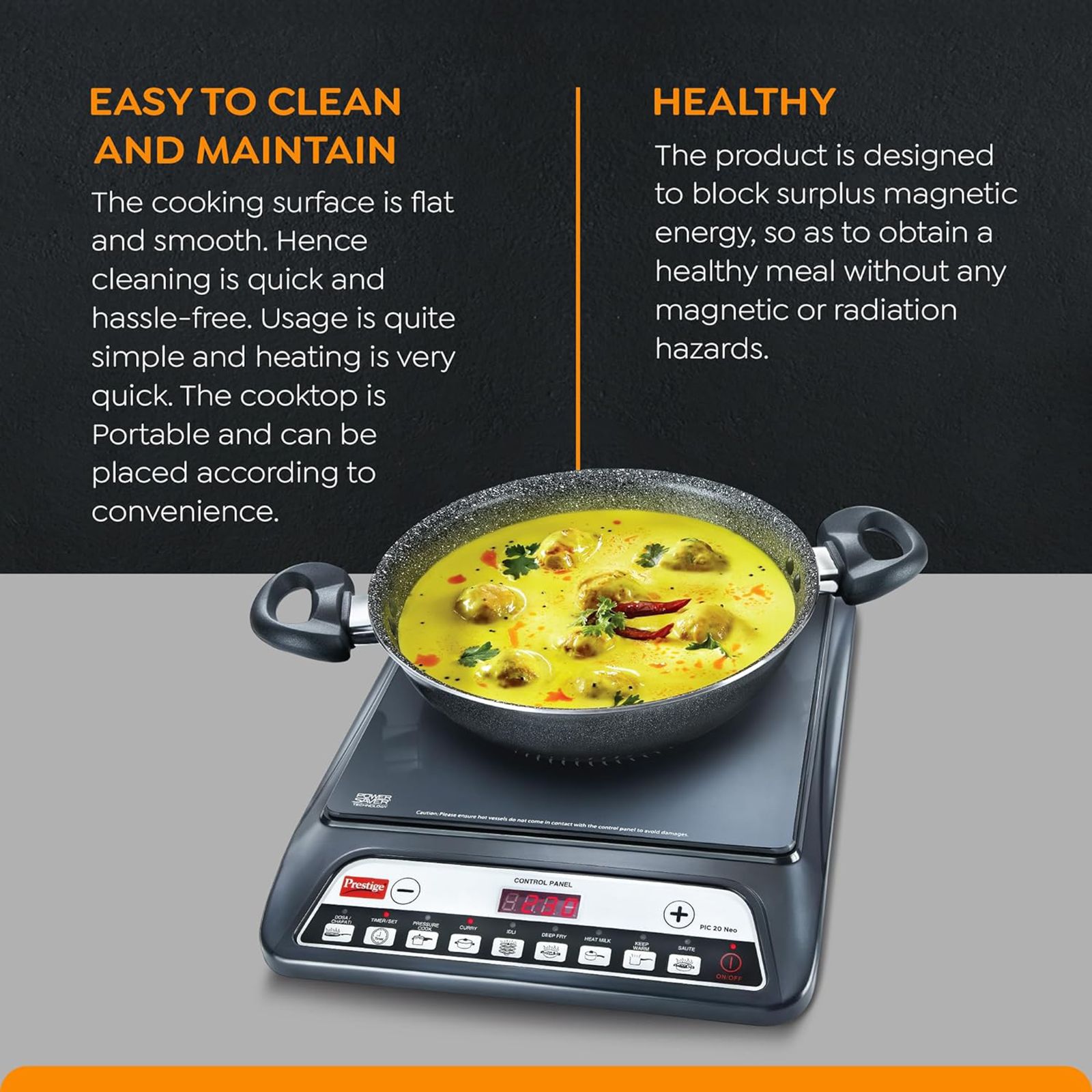 Prestige PIC 20 NEO 1600W Induction Cooktop with 8 Preset Menus_6