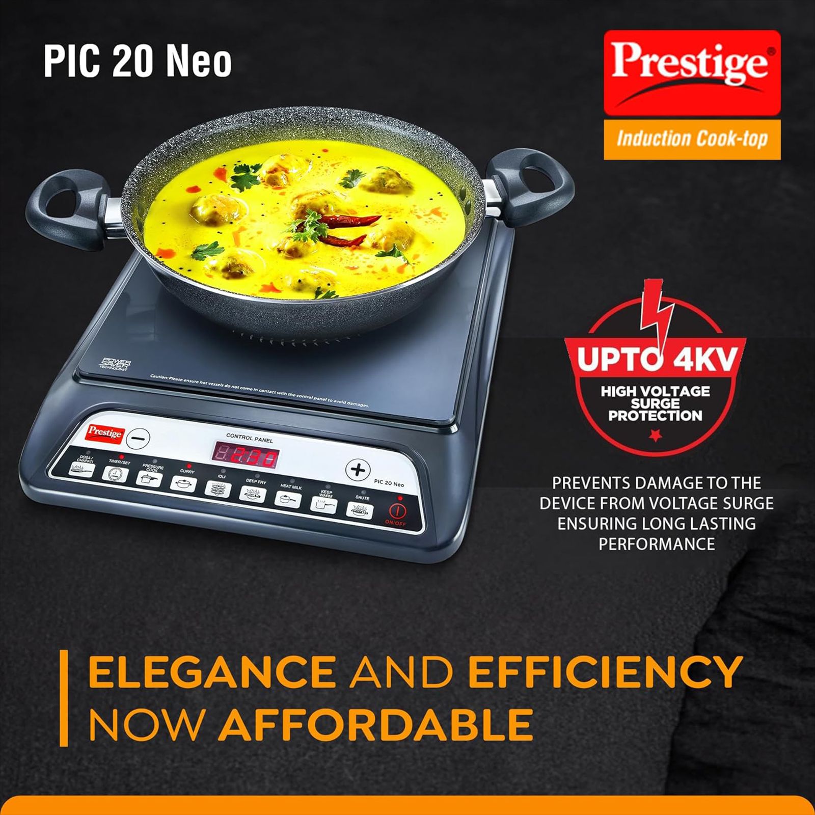 Prestige PIC 20 NEO 1600W Induction Cooktop with 8 Preset Menus_4