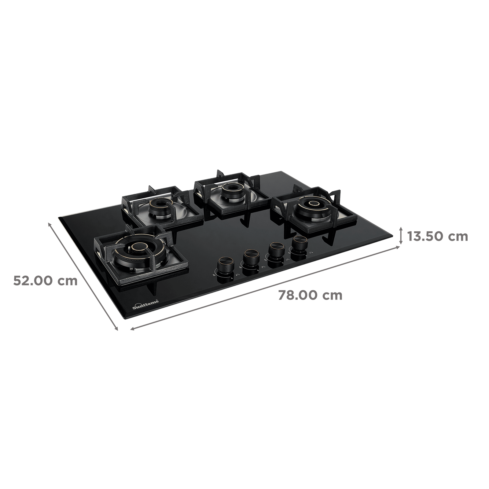 Sunflame SFM-478 BCS Tempered Glass Top 4 Burner Automatic Hob (Cast Iron Pan Supports, Black) Sunflame SFM-478 BCS Tempered Glass Top 4 Burner Automatic Hob (Cast Iron Pan Supports, Black)_2