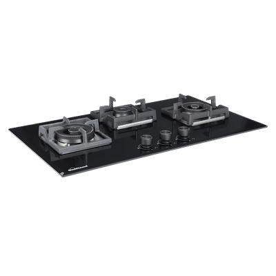 Sunflame SFM-378 BCS Toughened Glass Top 3 Burner Automatic Hob (Cast Iron Pan Supports, Black)