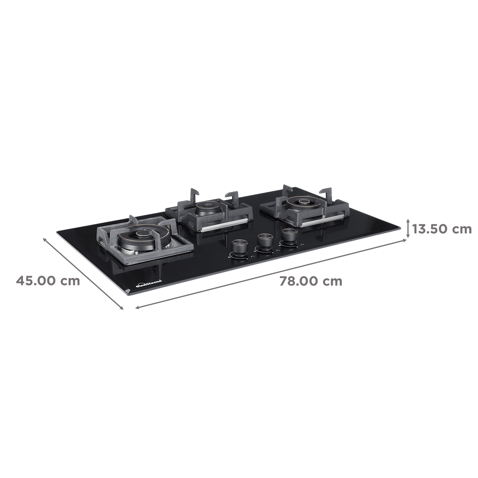 Sunflame SFM-378 BCS Toughened Glass Top 3 Burner Automatic Hob (Cast Iron Pan Supports, Black) Sunflame SFM-378 BCS Toughened Glass Top 3 Burner Automatic Hob (Cast Iron Pan Supports, Black)_2
