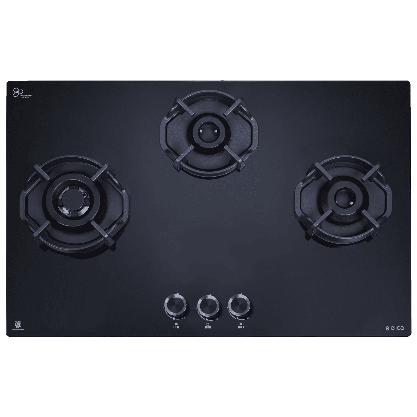 elica FLEXI HEXA 370 LOTUS IND HD Toughened Glass Top 3 Burner Automatic Hob (Multi Flame Burner, Black) elica FLEXI HEXA 370 LOTUS IND HD Toughened Glass Top 3 Burner Automatic Hob (Multi Flame Burner, Black)_1