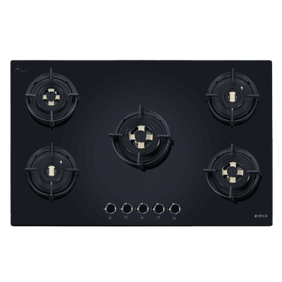 elica FLEXI DFS FB MFC 5B 90 FFD Glass Top 5 Burner Automatic Hob (Flame Failure Device, Black)