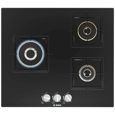 BOSCH Series 4 Toughened Glass Top 3 Burner Automatic Hob (Flame Failure Safety Device, Black)