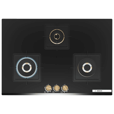 BOSCH Series 6 Toughened Glass Top 3 Burner Automatic Hob (Flame Failure Safety Device, Black)