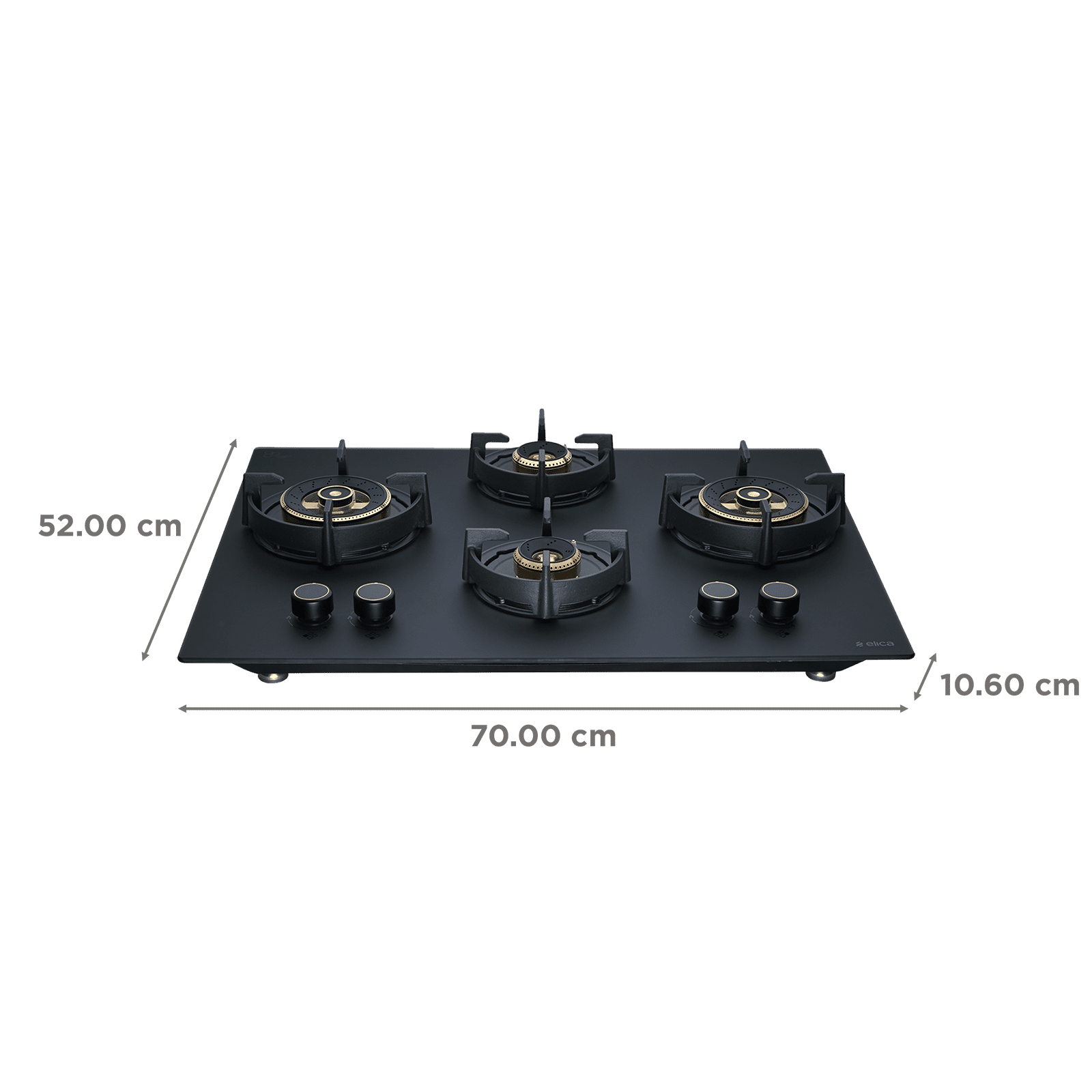 elica MATT FLEXI DFS HE FB 4B 70 DX Toughened Glass Top 4 Burner Automatic Hob (Cast Iron Pan Support with Heat Guard, Matt Finish Black Glass)_2