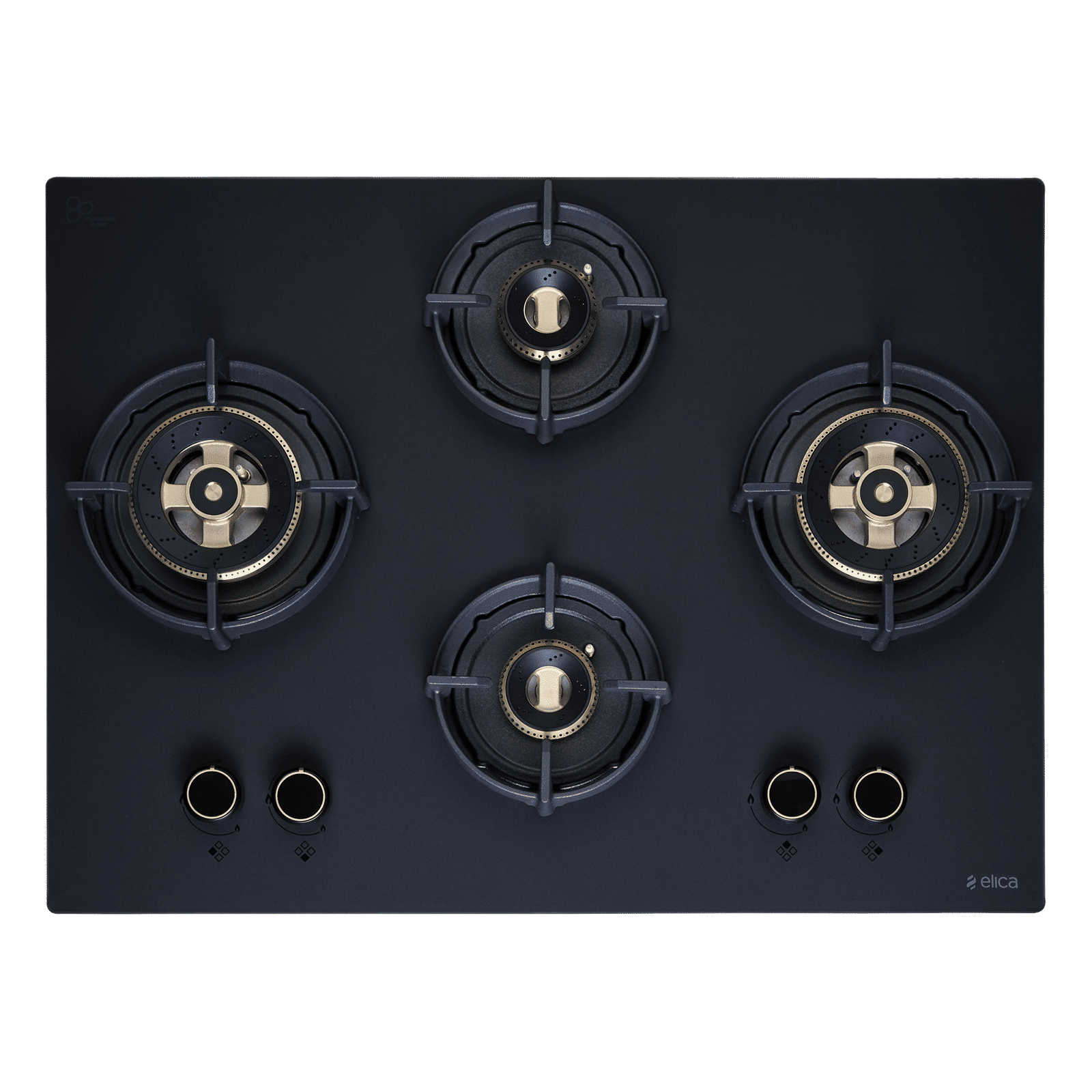 elica MATT FLEXI DFS HE FB 4B 70 DX Toughened Glass Top 4 Burner Automatic Hob (Cast Iron Pan Support with Heat Guard, Matt Finish Black Glass)_5
