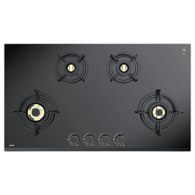 KAFF ASF 94M Toughened Glass Top 4 Burner Automatic Hob (Flame Failure Device, Black)
