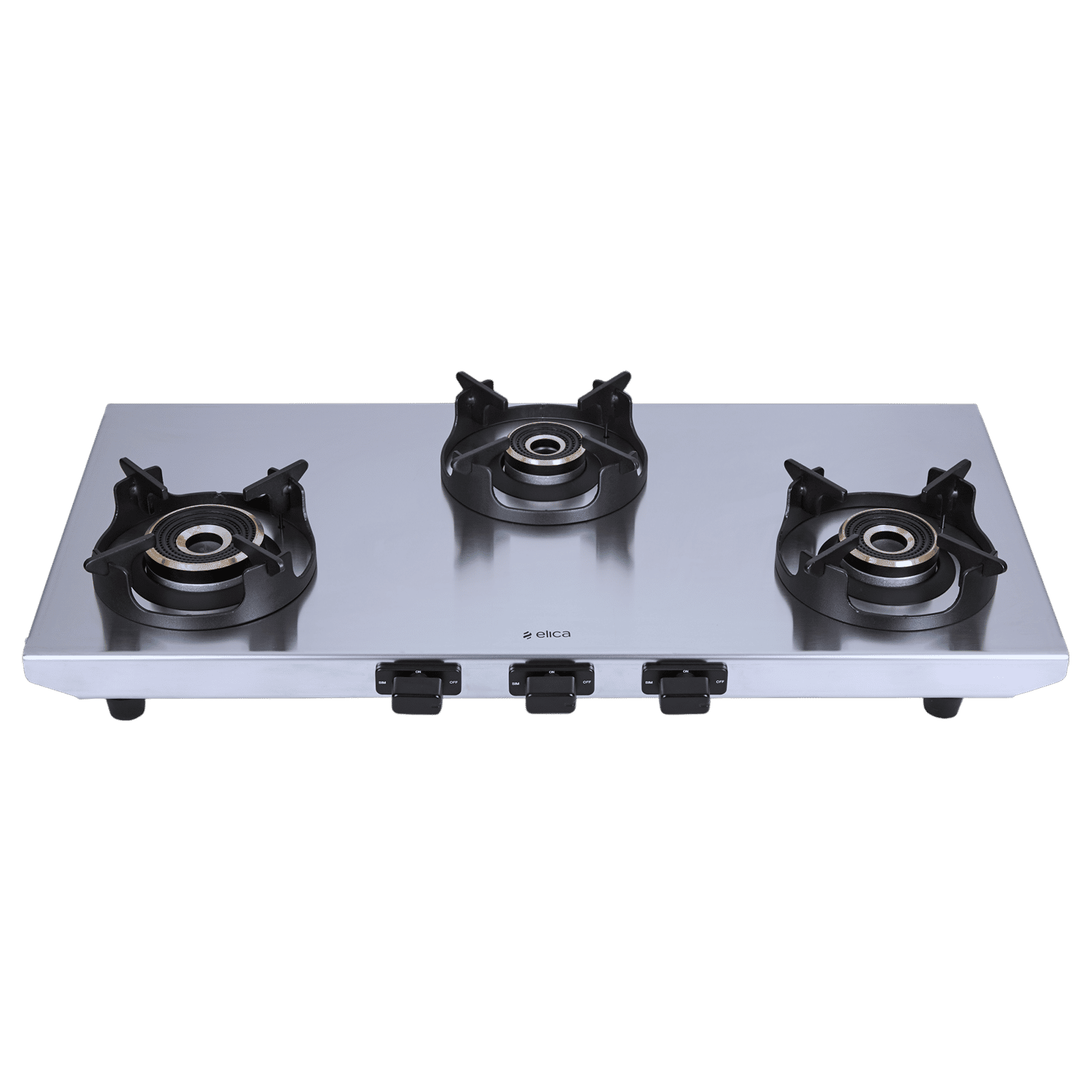 elica INOX HD 3B 77 3 Burner Manual Gas Stove (Round Euro Coated Pan Support, Stainless Steel) elica INOX HD 3B 77 3 Burner Manual Gas Stove (Round Euro Coated Pan Support, Stainless Steel)_1