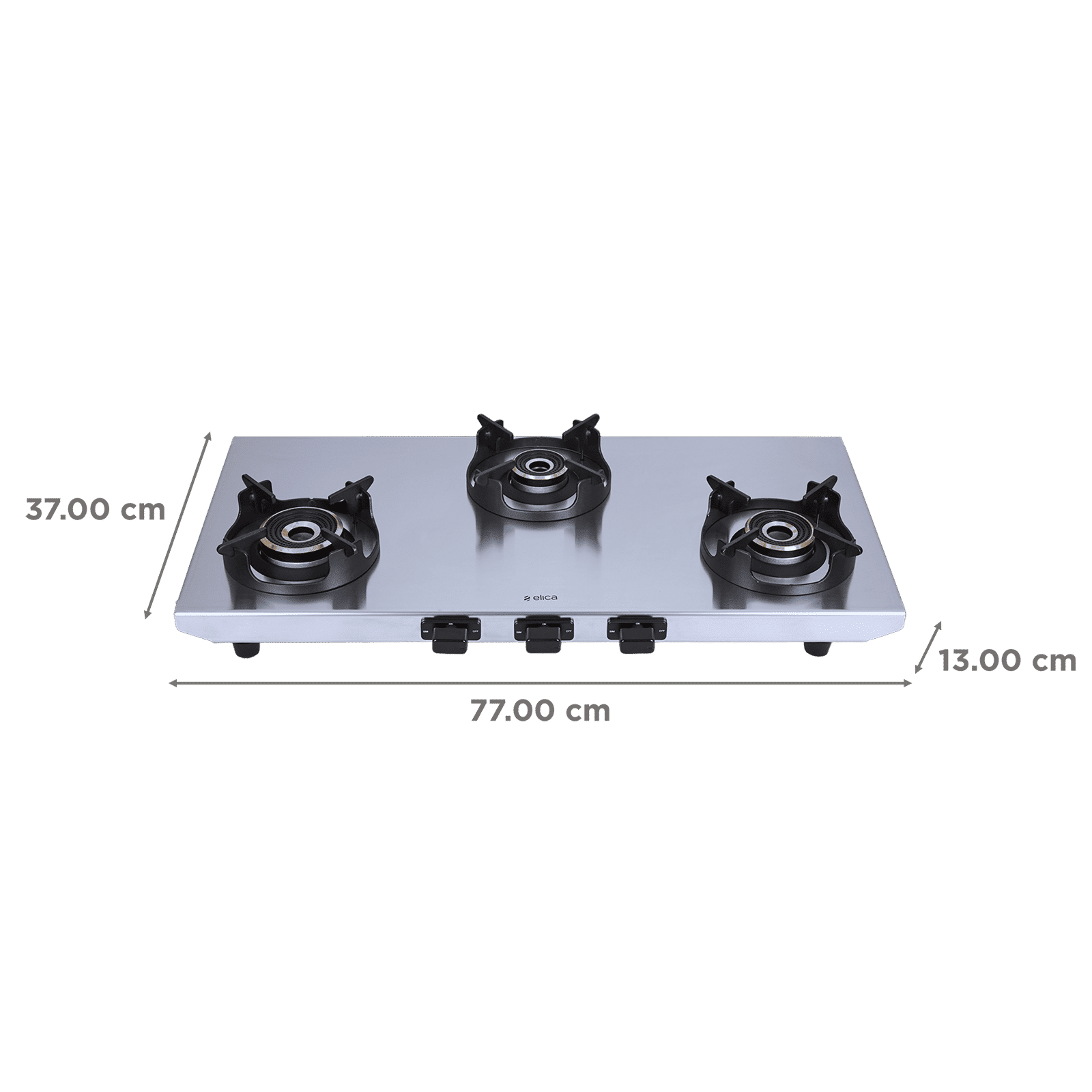 elica INOX HD 3B 77 3 Burner Manual Gas Stove (Round Euro Coated Pan Support, Stainless Steel) elica INOX HD 3B 77 3 Burner Manual Gas Stove (Round Euro Coated Pan Support, Stainless Steel)_2