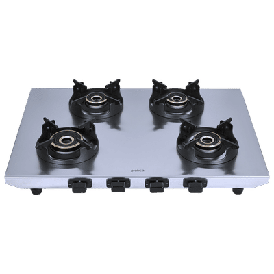 elica INOX HD 4B 69 4 Burner Manual Gas Stove (Round Euro Coated Pan Support, Stainless Steel)