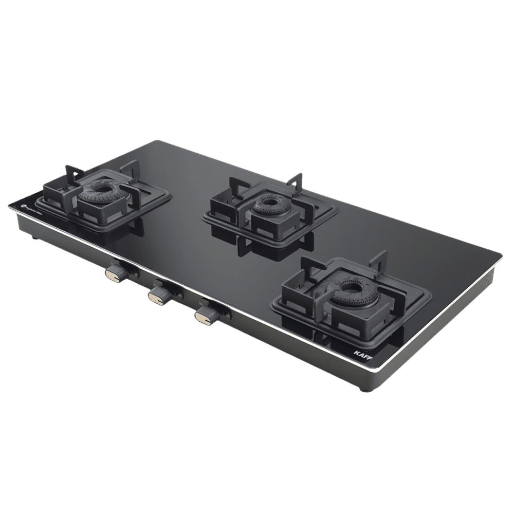 KAFF CTQ773B Toughened Glass Top 3 Burner Manual Gas Stove (Edge Protection, Black) KAFF CTQ773B Toughened Glass Top 3 Burner Manual Gas Stove (Edge Protection, Black)_1