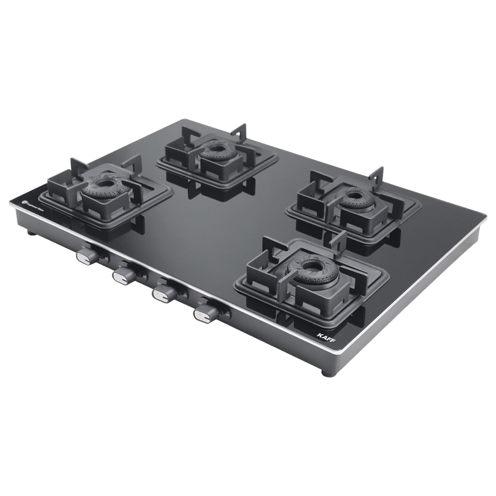 KAFF CTQ694BAI Toughened Glass Top 4 Burner Automatic Gas Stove (Edge Protection, Black)_1