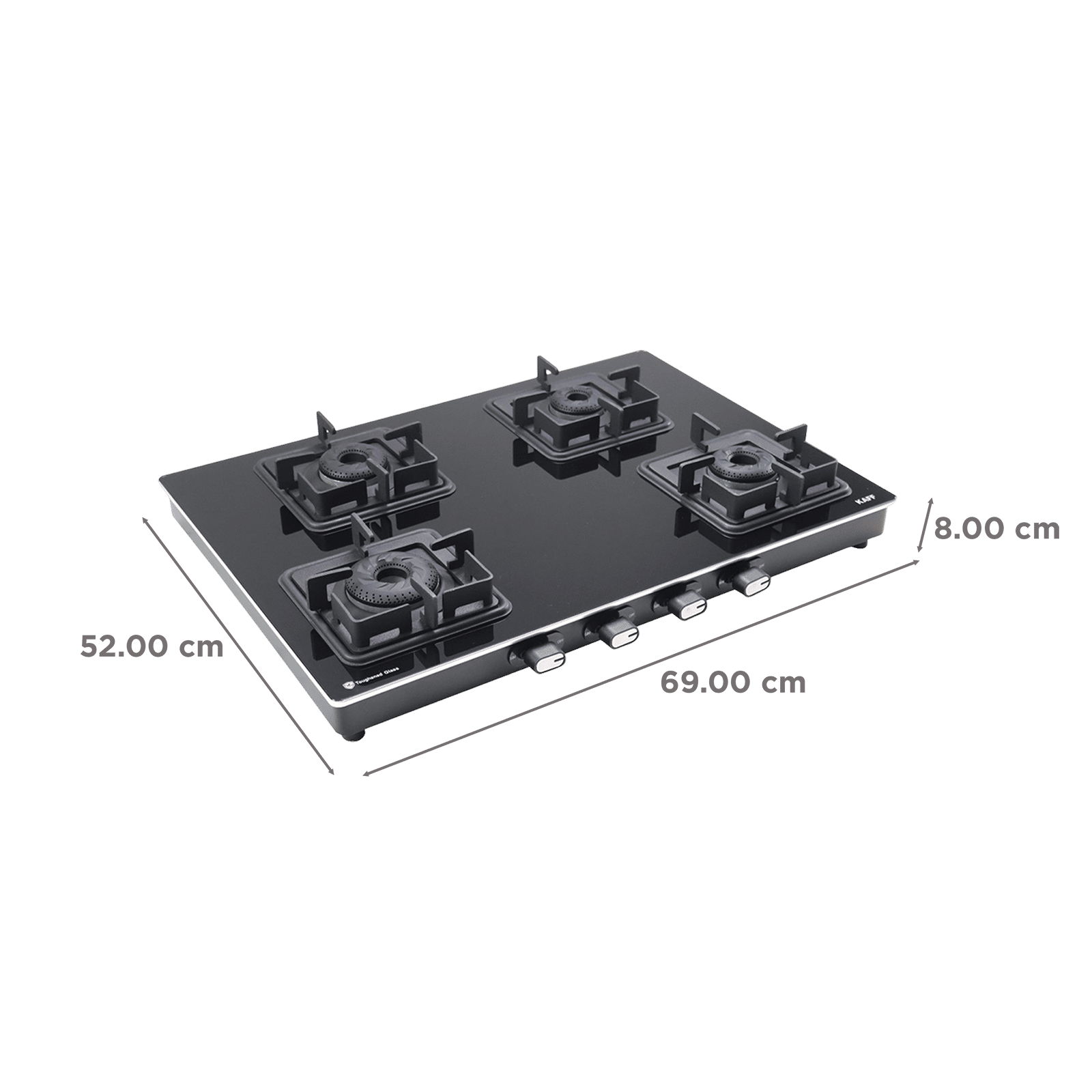 KAFF CTQ694BAI Toughened Glass Top 4 Burner Automatic Gas Stove (Edge Protection, Black)_2