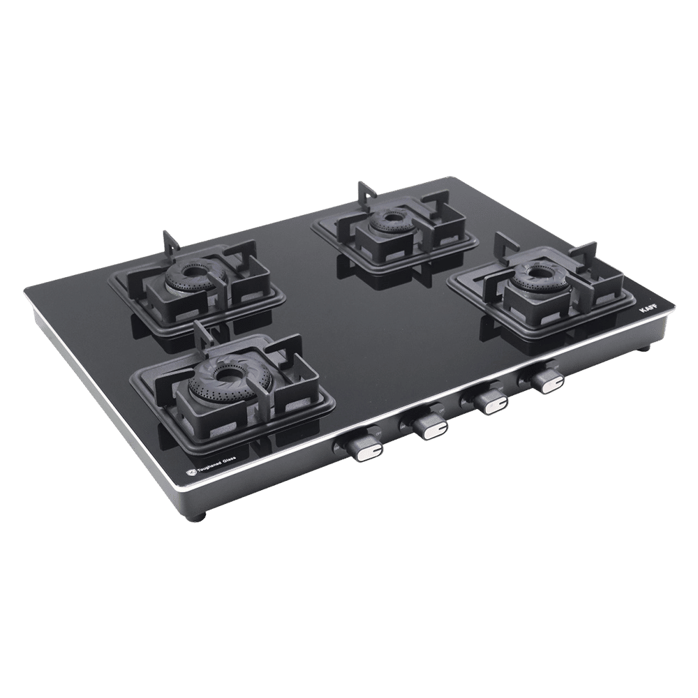 KAFF CTQ694BAI Toughened Glass Top 4 Burner Automatic Gas Stove (Edge Protection, Black)_5