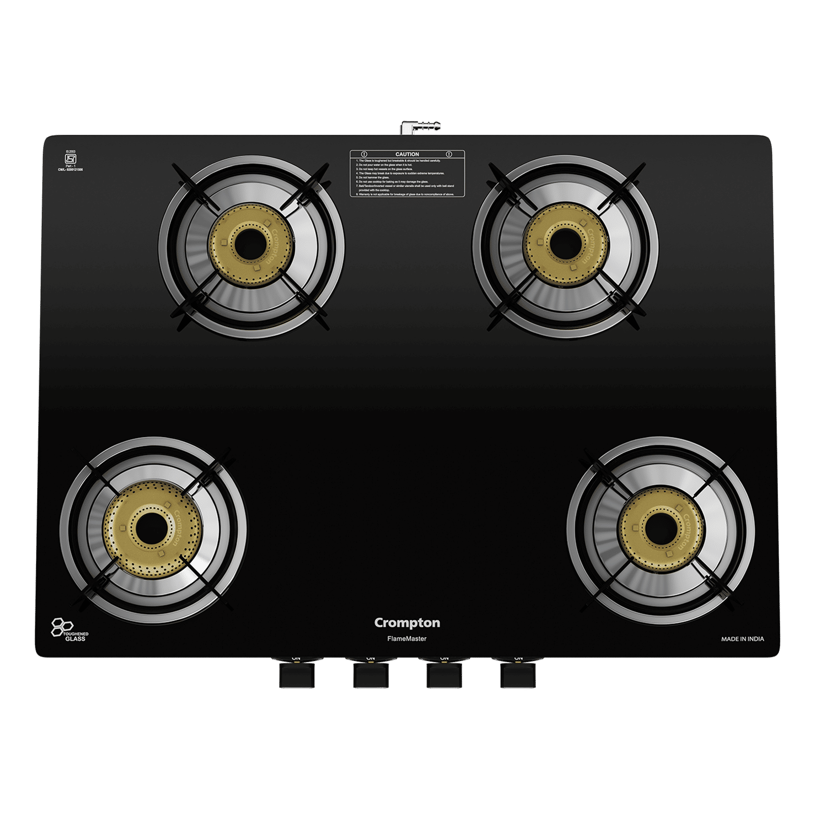 Crompton FlameMaster Toughened Glass Top 4 Burner Manual Gas Stove (Mild Steel Body, Black)_7