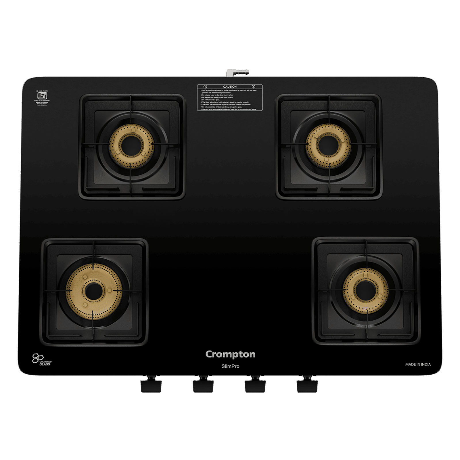 Crompton SlimPro Toughened Glass Top 4 Burner Manual Gas Stove (Mild Steel Body, Black) Crompton SlimPro Toughened Glass Top 4 Burner Manual Gas Stove (Mild Steel Body, Black)_5