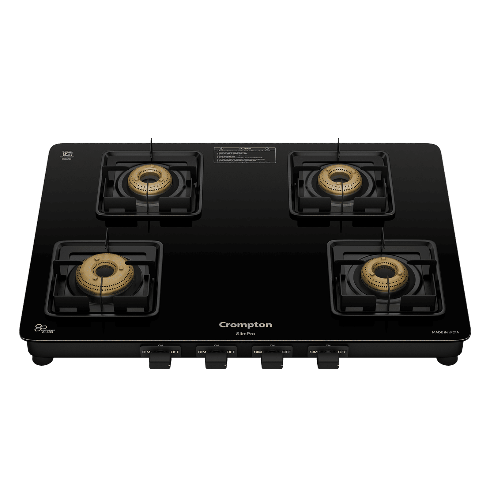Crompton SlimPro Toughened Glass Top 4 Burner Manual Gas Stove (Mild Steel Body, Black) Crompton SlimPro Toughened Glass Top 4 Burner Manual Gas Stove (Mild Steel Body, Black)_7