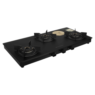 FABER NEBULA Glass Top 3 Burner Manual Gas Stove (Matt Finish, Black)