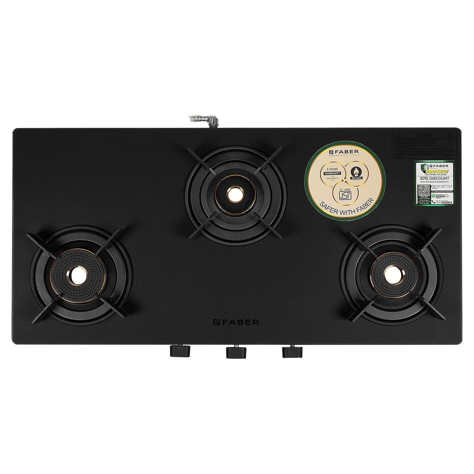 FABER NEBULA Glass Top 3 Burner Manual Gas Stove (Matt Finish, Black) FABER NEBULA Glass Top 3 Burner Manual Gas Stove (Matt Finish, Black)_6