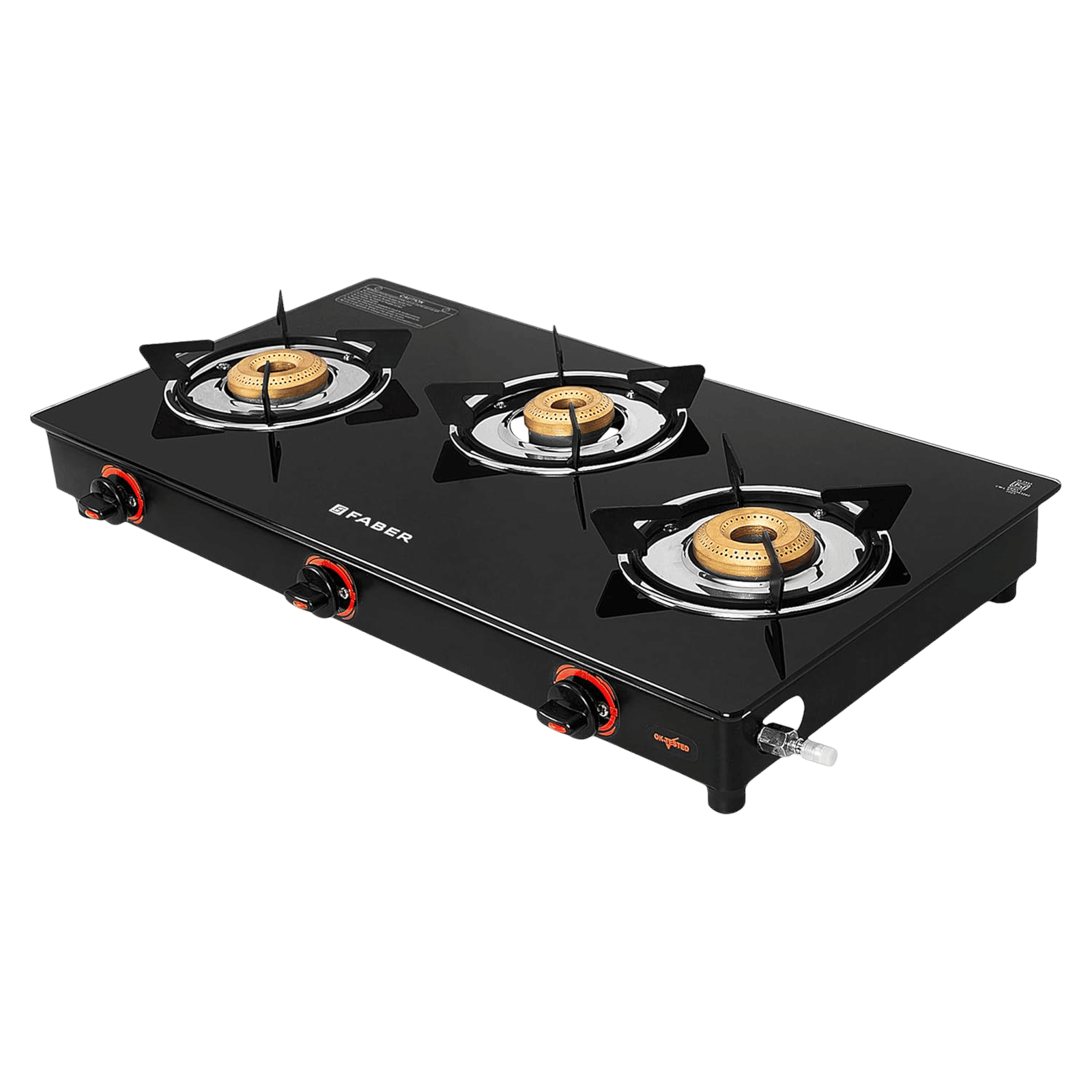FABER JADE Toughened Glass Top 3 Burner Manual Gas Stove (Powder Coated Pan Support, Black) FABER JADE Toughened Glass Top 3 Burner Manual Gas Stove (Powder Coated Pan Support, Black)_1