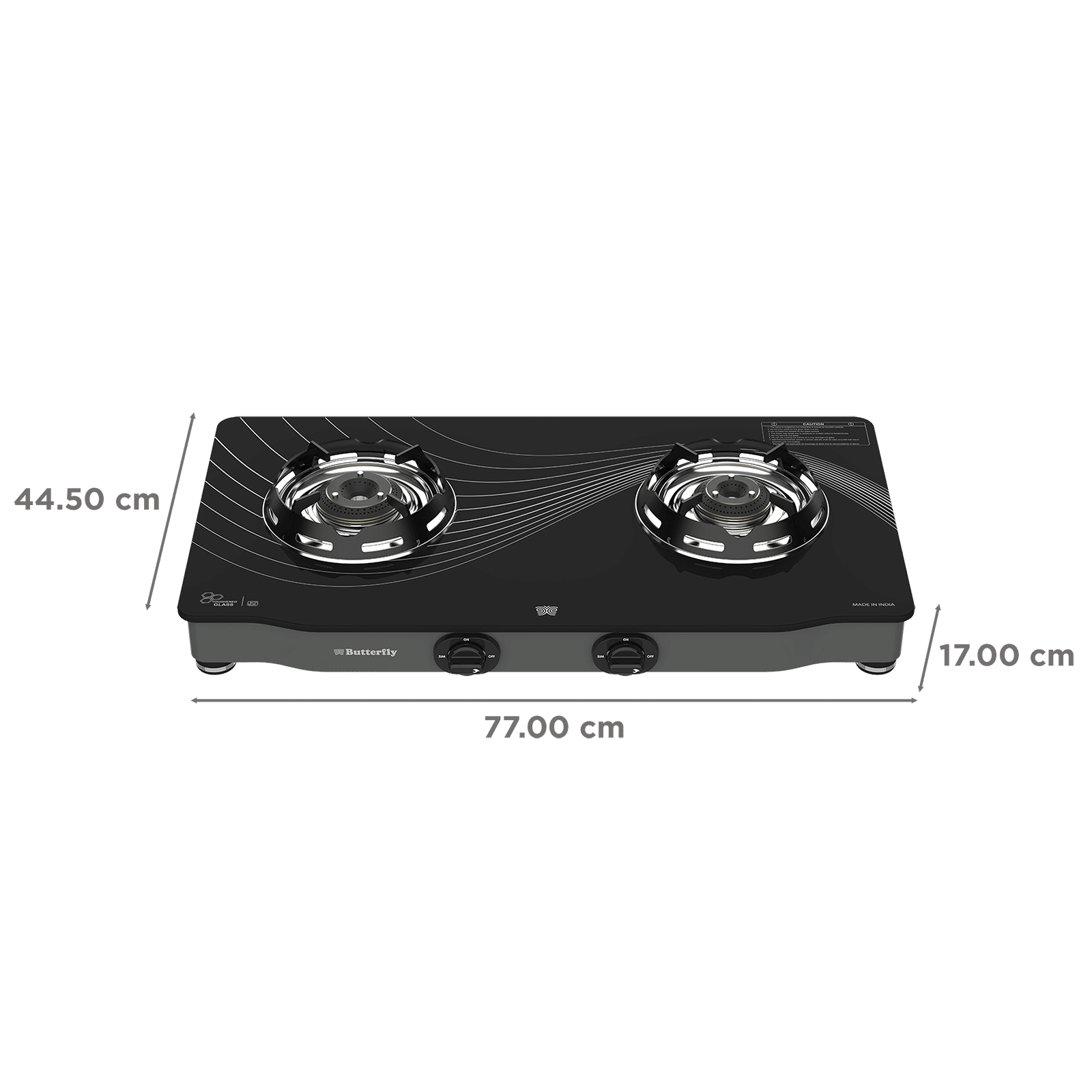 Butterfly Renz Tempered Glass Top 2 Burner Manual Gas Stove (Rust Resistant Frame, Black)_2