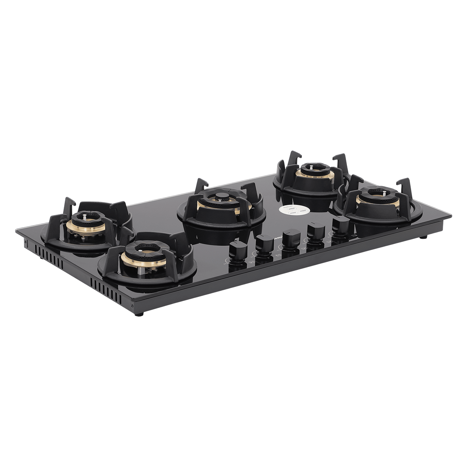 Sunflame SHA 586 UBR Toughened Glass Top 5 Burner Automatic Hob (Cast Iron Pan Supports, Black) Sunflame SHA 586 UBR Toughened Glass Top 5 Burner Automatic Hob (Cast Iron Pan Supports, Black)_1