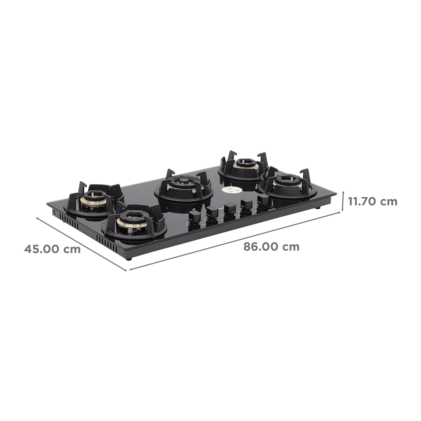 Sunflame SHA 586 UBR Toughened Glass Top 5 Burner Automatic Hob (Cast Iron Pan Supports, Black) Sunflame SHA 586 UBR Toughened Glass Top 5 Burner Automatic Hob (Cast Iron Pan Supports, Black)_2