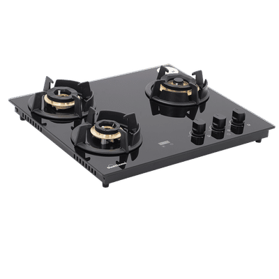 Sunflame SHA 360 UBR Toughened Glass Top 3 Burner Automatic Hob (Flame Failure Device, Black)
