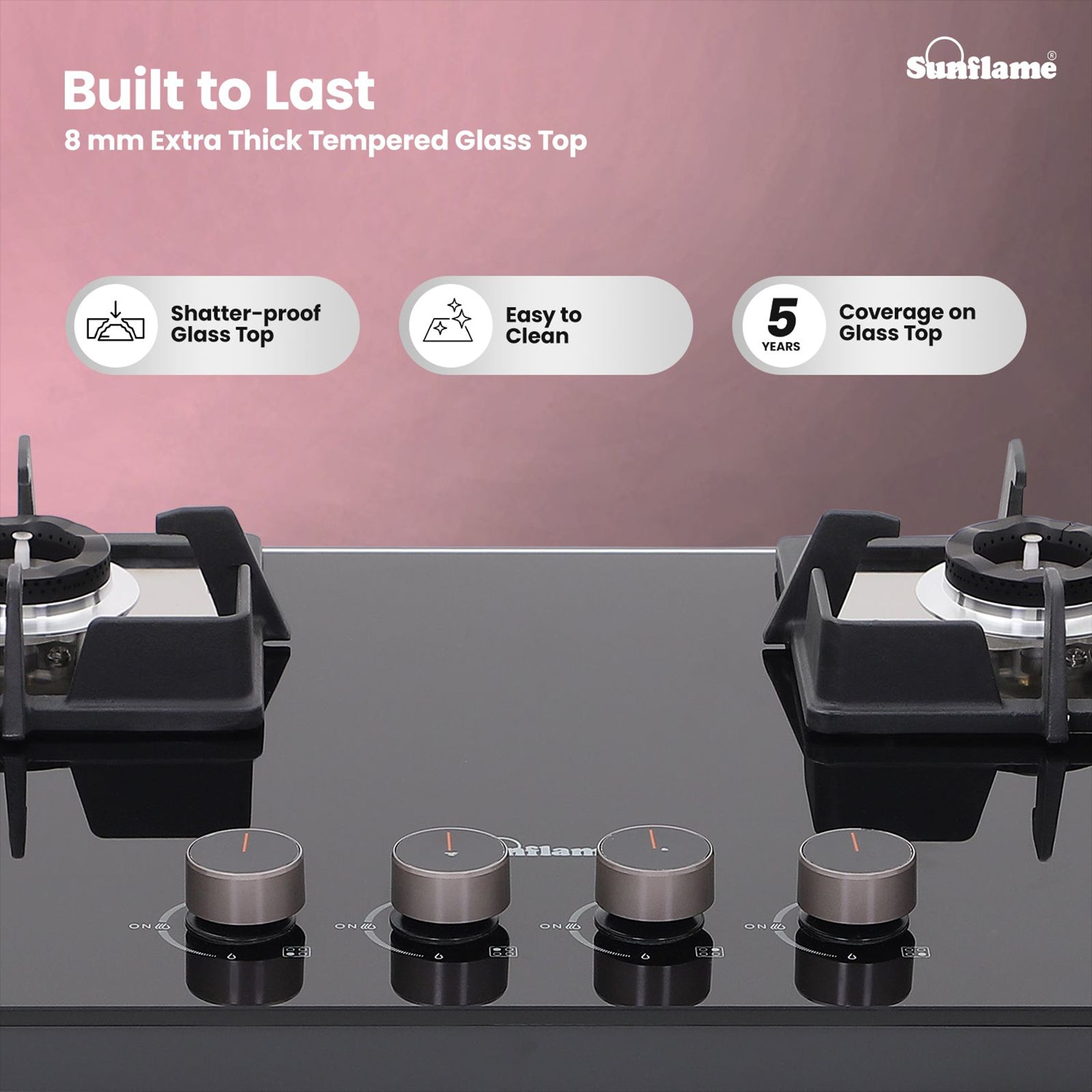 Sunflame SHA 486 PHS Toughened Glass Top 4 Burner Automatic Hob (Flame Failure Device, Black) Sunflame SHA 486 PHS Toughened Glass Top 4 Burner Automatic Hob (Flame Failure Device, Black)_13