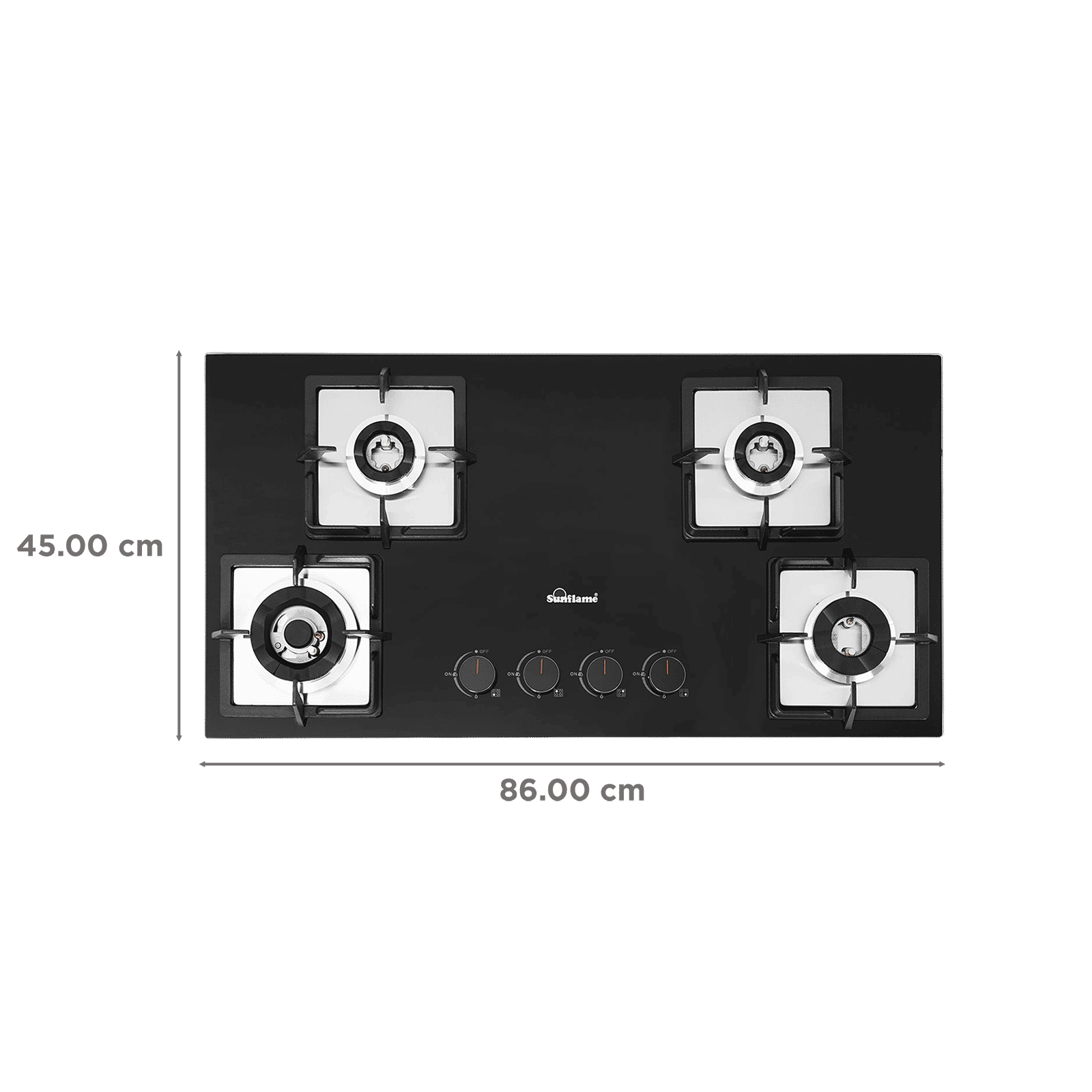 Sunflame SHA 486 PHS Toughened Glass Top 4 Burner Automatic Hob (Flame Failure Device, Black) Sunflame SHA 486 PHS Toughened Glass Top 4 Burner Automatic Hob (Flame Failure Device, Black)_2
