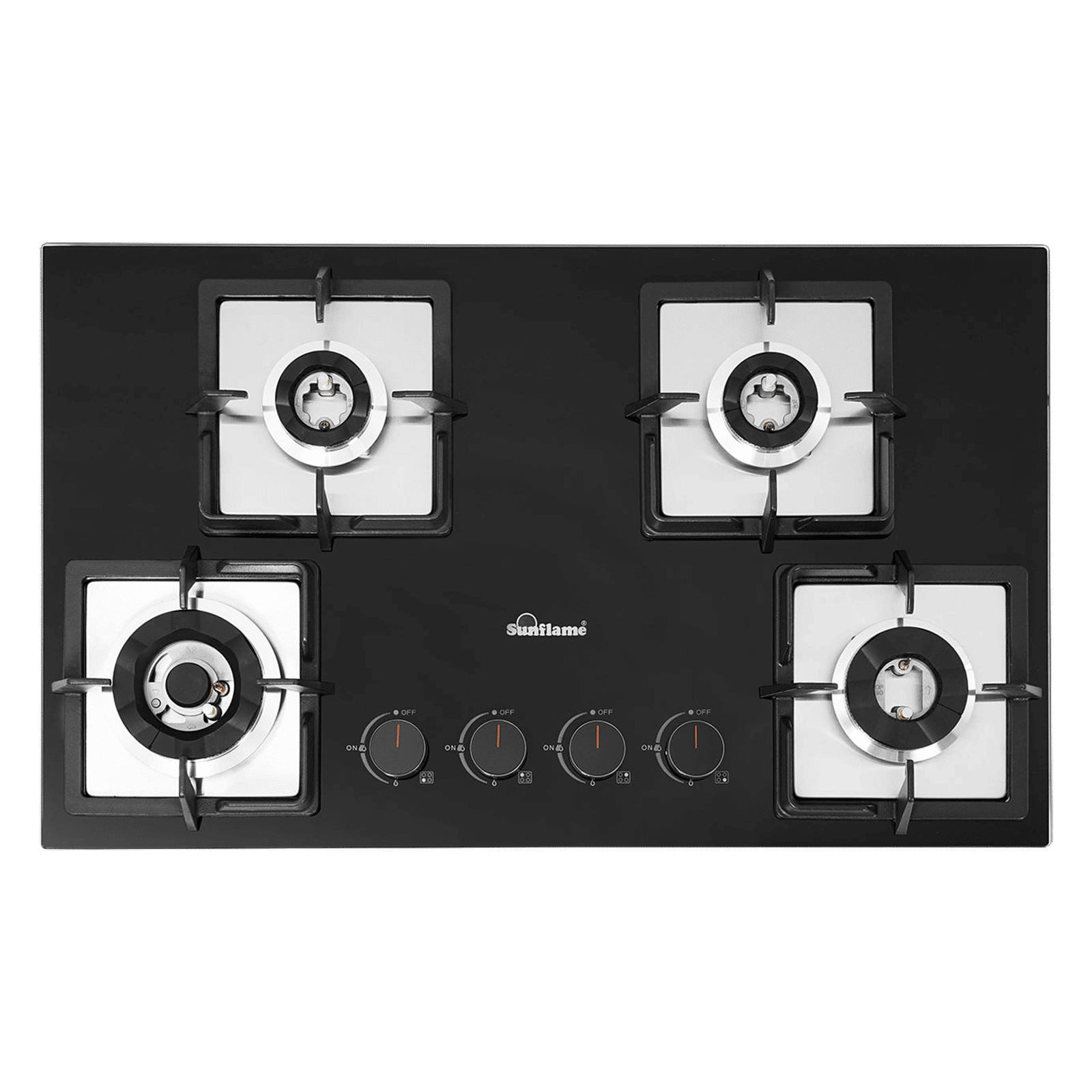 Sunflame SHA 476 PHS Tempered Glass Top 4 Burner Automatic Hob (Flame Failure Device, Black) Sunflame SHA 476 PHS Tempered Glass Top 4 Burner Automatic Hob (Flame Failure Device, Black)_1
