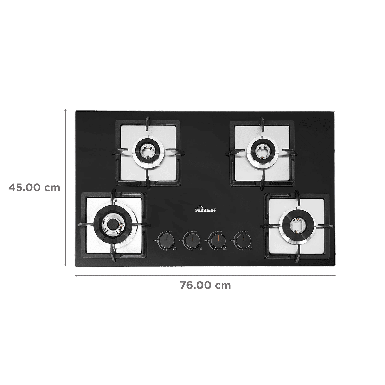 Sunflame SHA 476 PHS Tempered Glass Top 4 Burner Automatic Hob (Flame Failure Device, Black) Sunflame SHA 476 PHS Tempered Glass Top 4 Burner Automatic Hob (Flame Failure Device, Black)_2