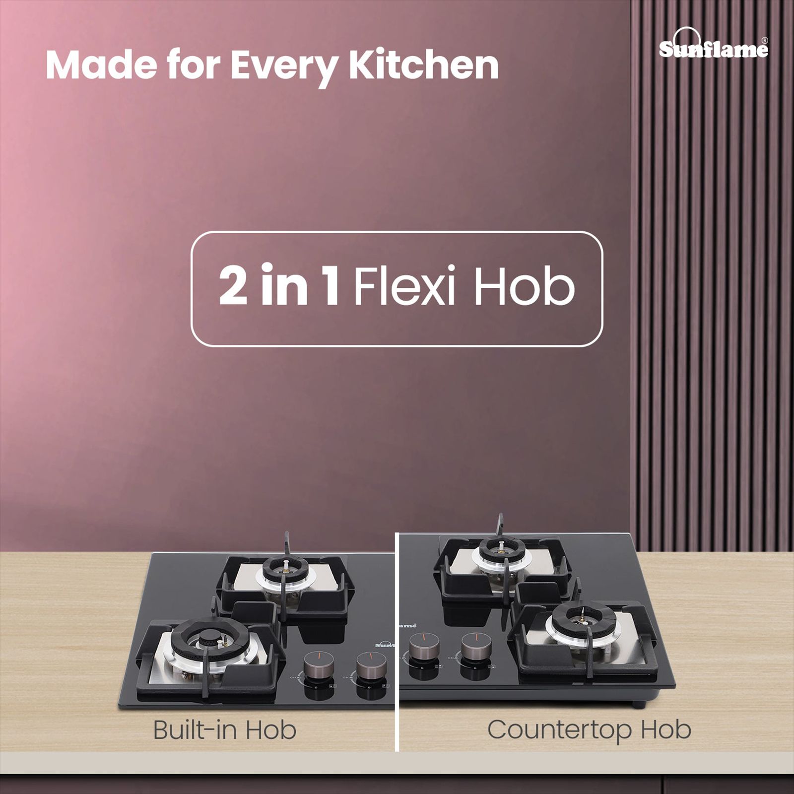 Sunflame SHA 476 PHS Tempered Glass Top 4 Burner Automatic Hob (Flame Failure Device, Black) Sunflame SHA 476 PHS Tempered Glass Top 4 Burner Automatic Hob (Flame Failure Device, Black)_4