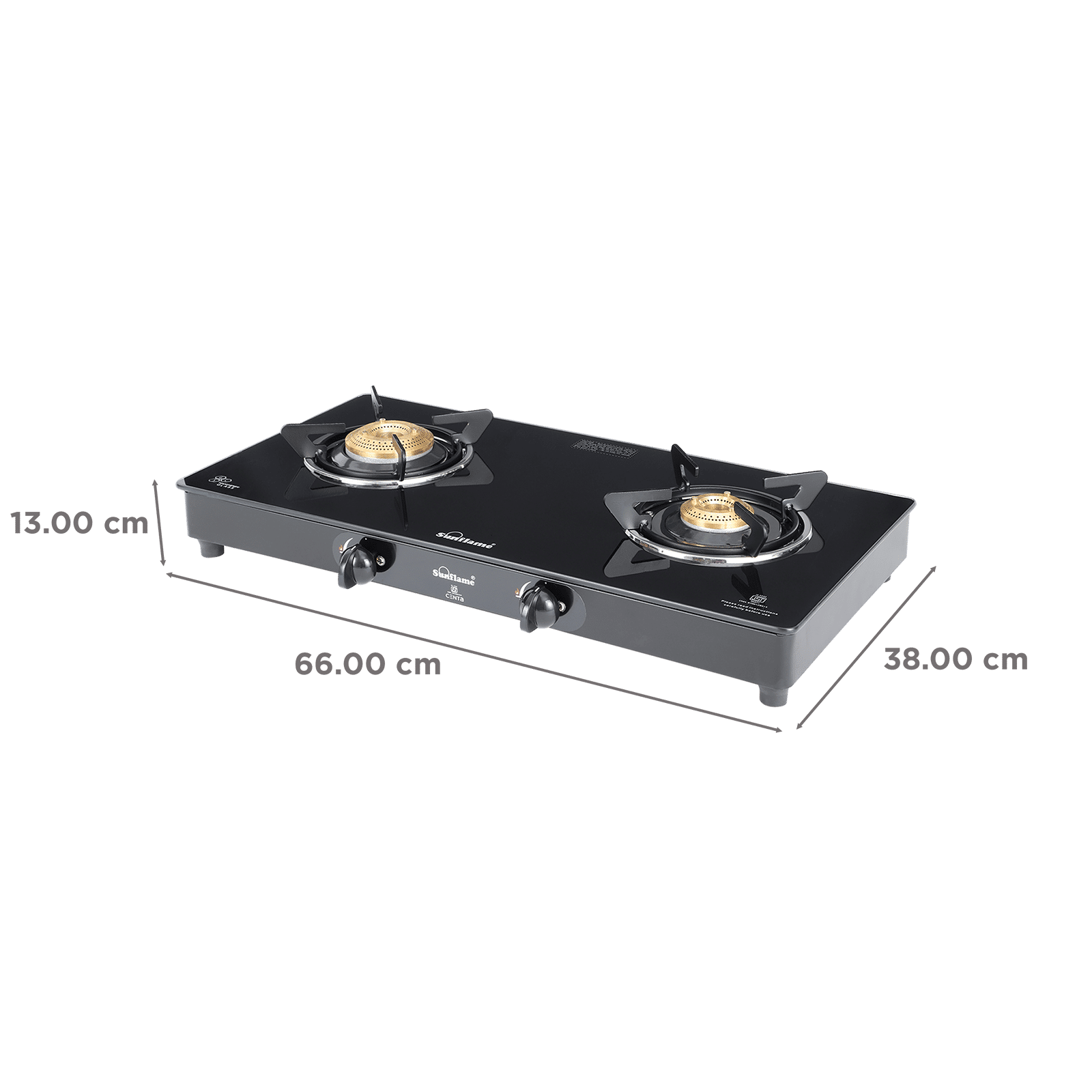 Sunflame Centa Toughened Glass Top 2 Burner Manual Gas Stove (Black)_3