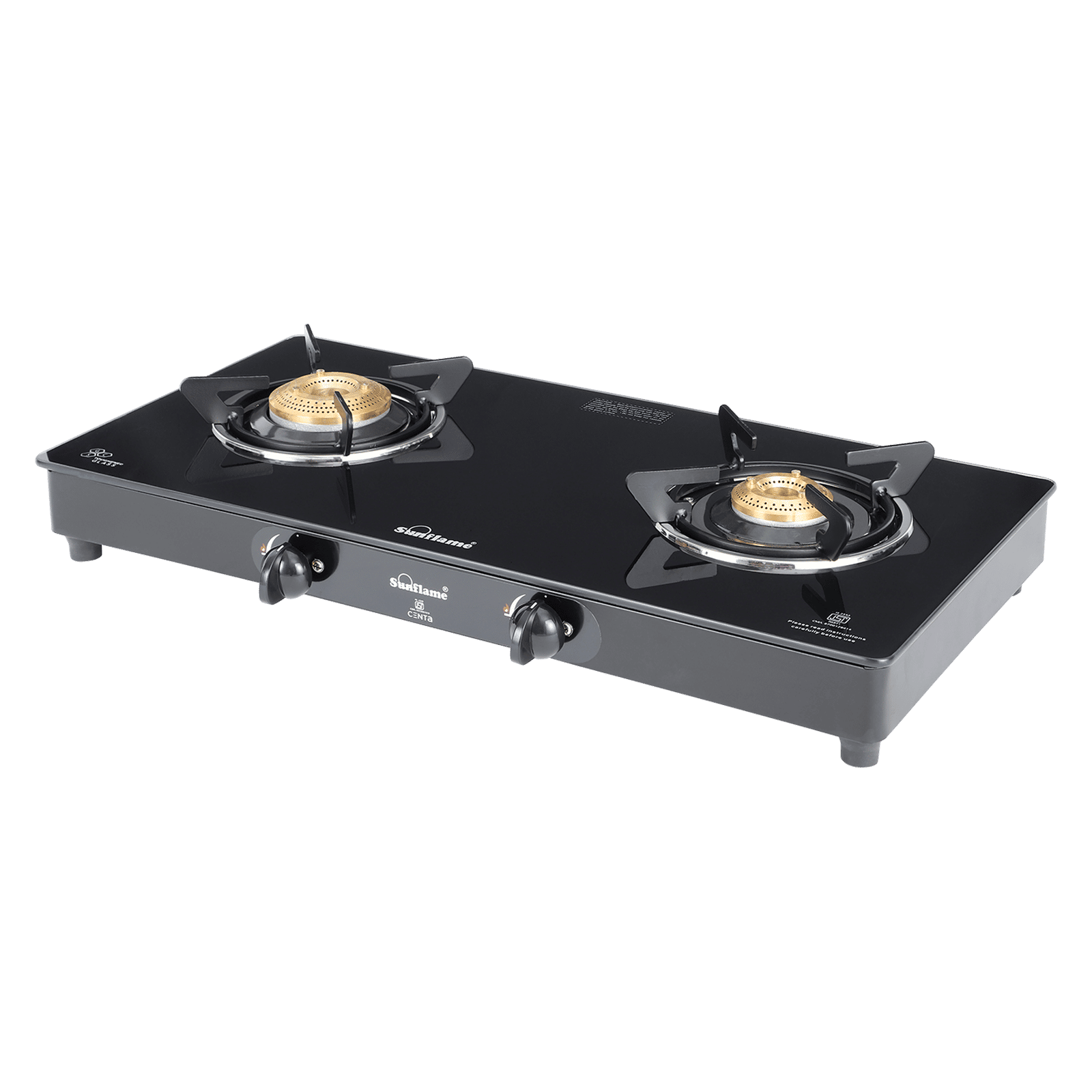 Sunflame Centa Toughened Glass Top 2 Burner Manual Gas Stove (Black)_4