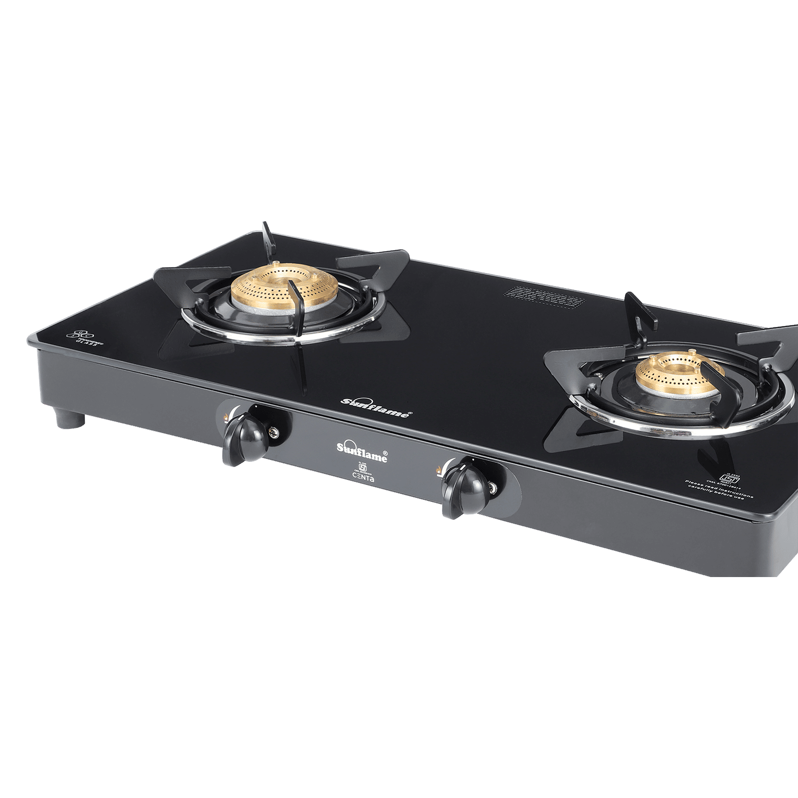 Sunflame Centa Toughened Glass Top 2 Burner Manual Gas Stove (Black)_7