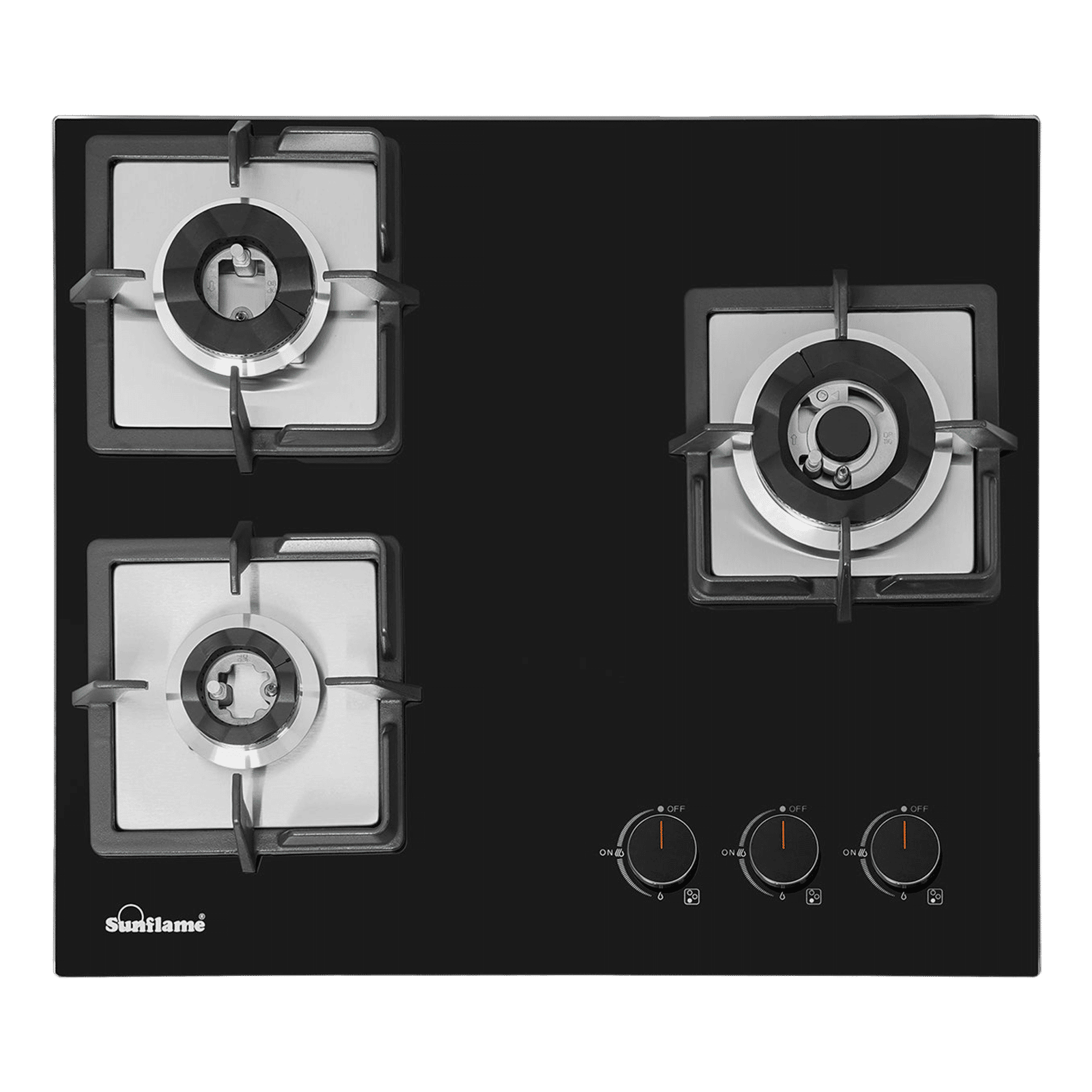 Sunflame SHA 360 PHS Tempered Glass Top 3 Burner Automatic Hob (Flame Failure Device, Black)_1