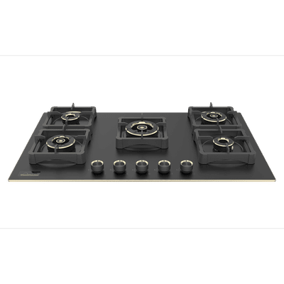 Sunflame SHA 586 SBS Toughened Glass Top 5 Burner Automatic Hob (Flame Failure Device, Black)