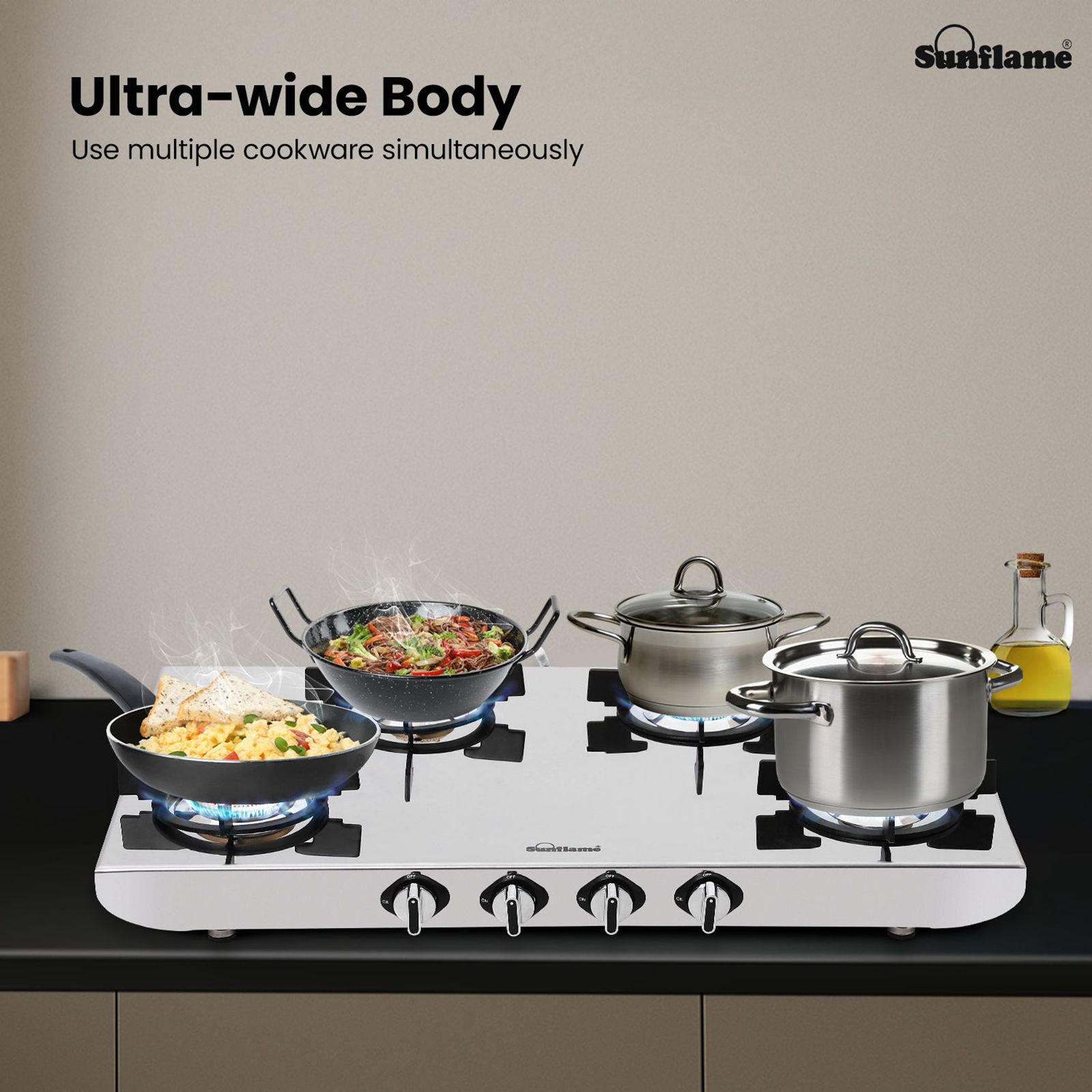 Sunflame HERCULES 4 Burner Manual Gas Stove (ISI Certified, Stainless Steel)_12