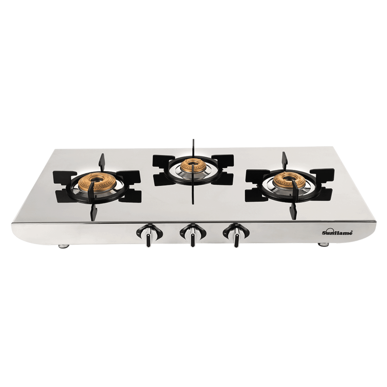 Sunflame SSH 2MM G/S 3 Burner Manual Gas Stove (ISI Certified, Silver)_1