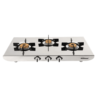 Sunflame SSH 2MM G/S 3 Burner Manual Gas Stove (ISI Certified, Silver)