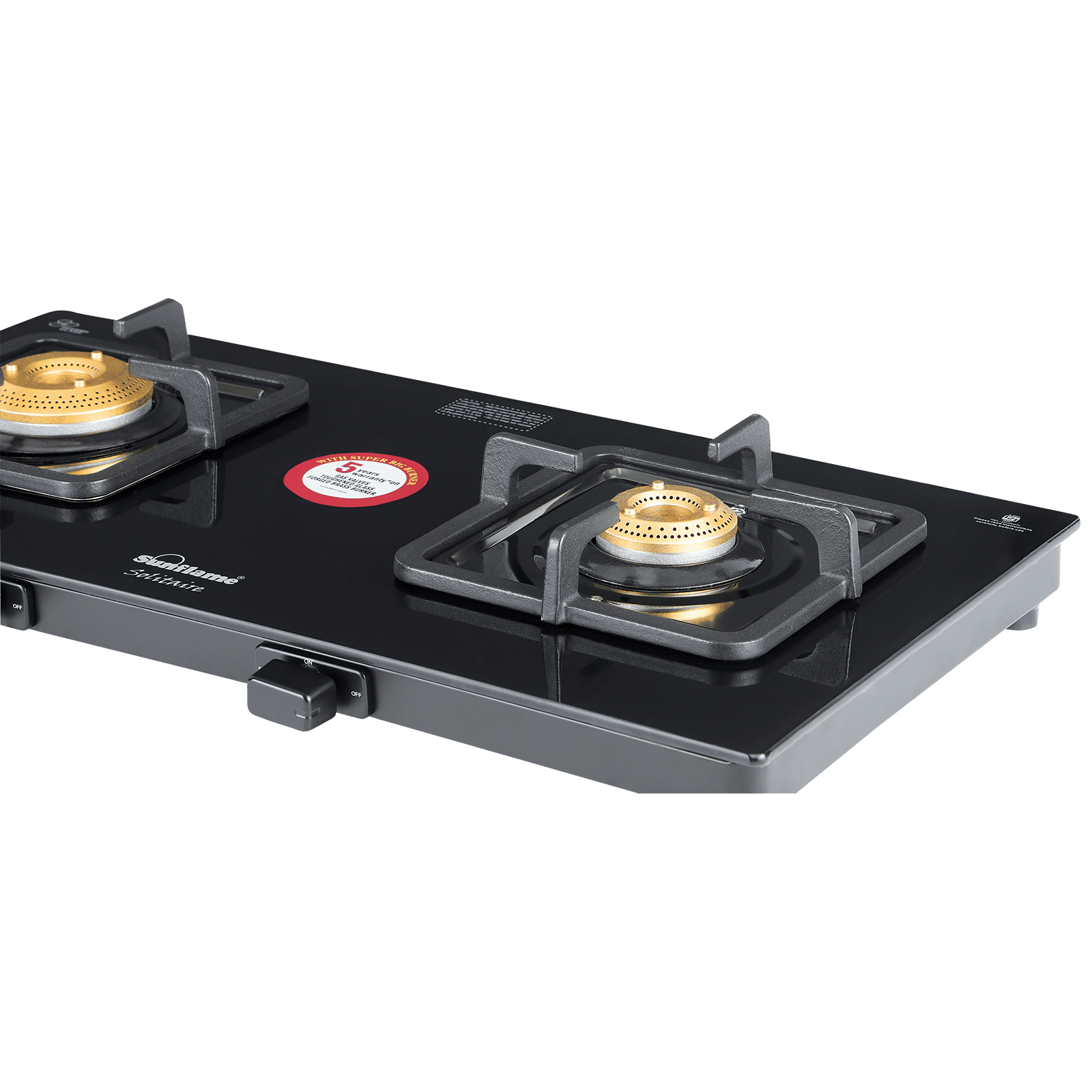 Sunflame SOLITAIRE Toughened Glass Top 2 Burner Manual Gas Stove (ISI Certified, Black)_7
