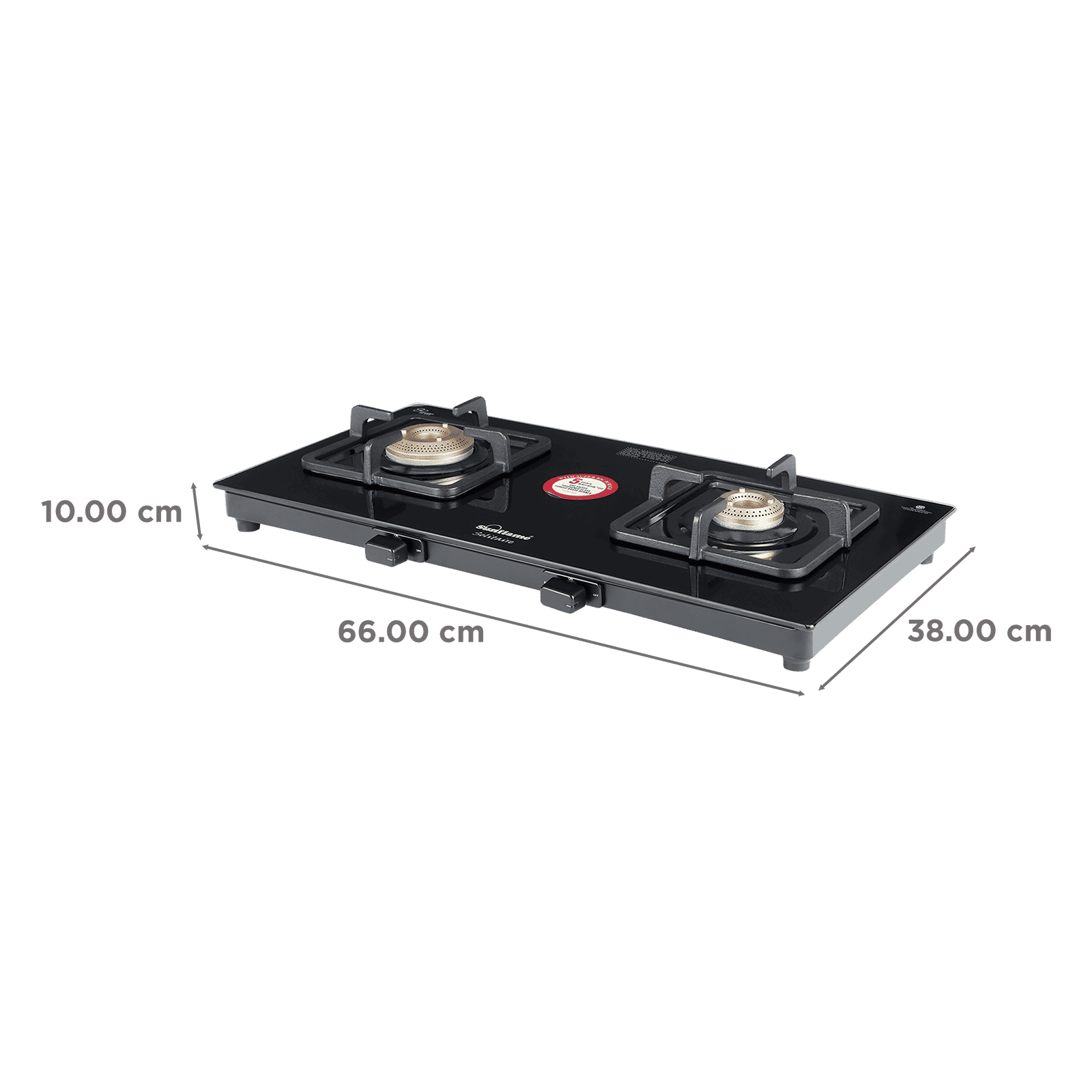 Sunflame SOLITAIRE Toughened Glass Top 2 Burner Manual Gas Stove (ISI Certified, Black)_2