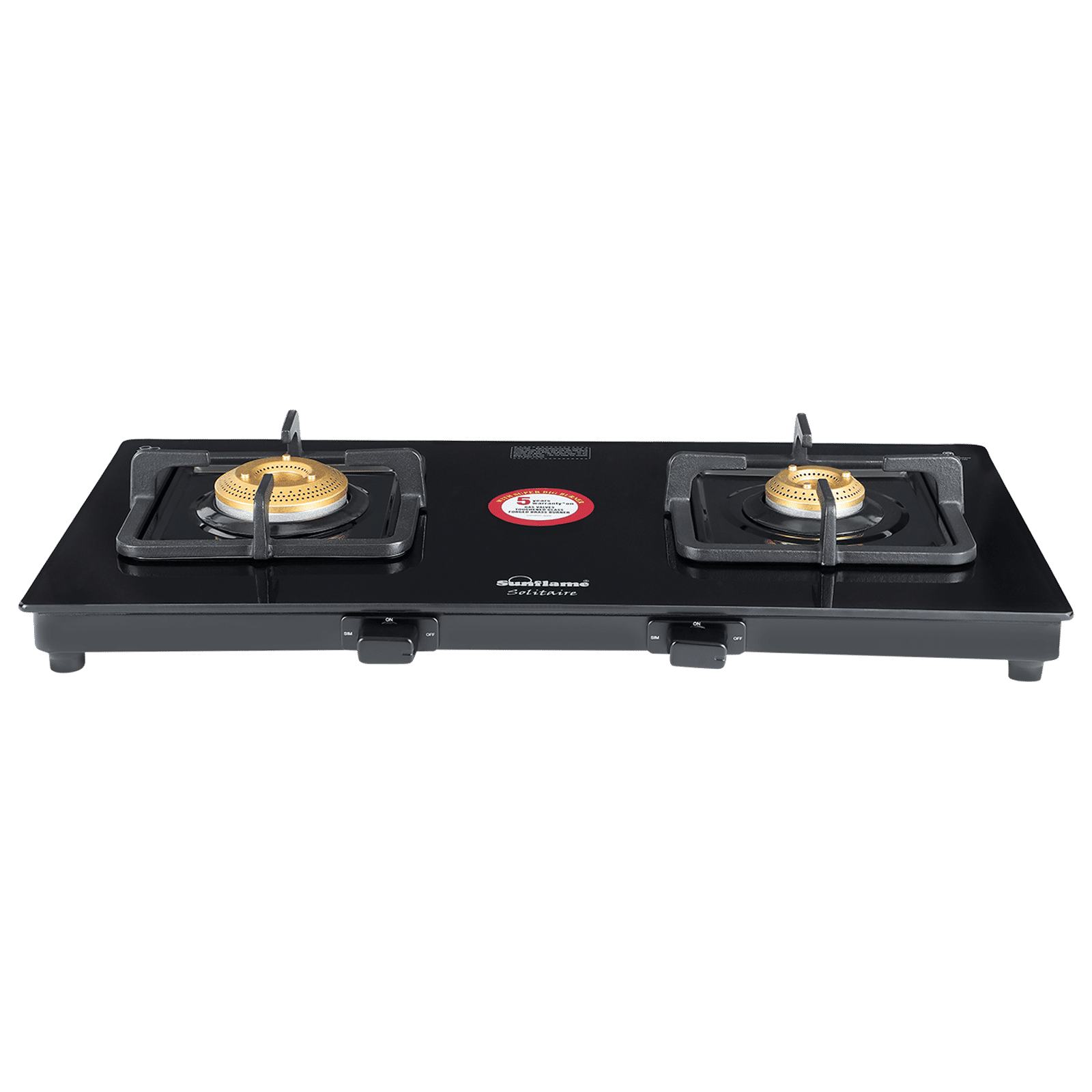 Sunflame SOLITAIRE Toughened Glass Top 2 Burner Manual Gas Stove (ISI Certified, Black)_4