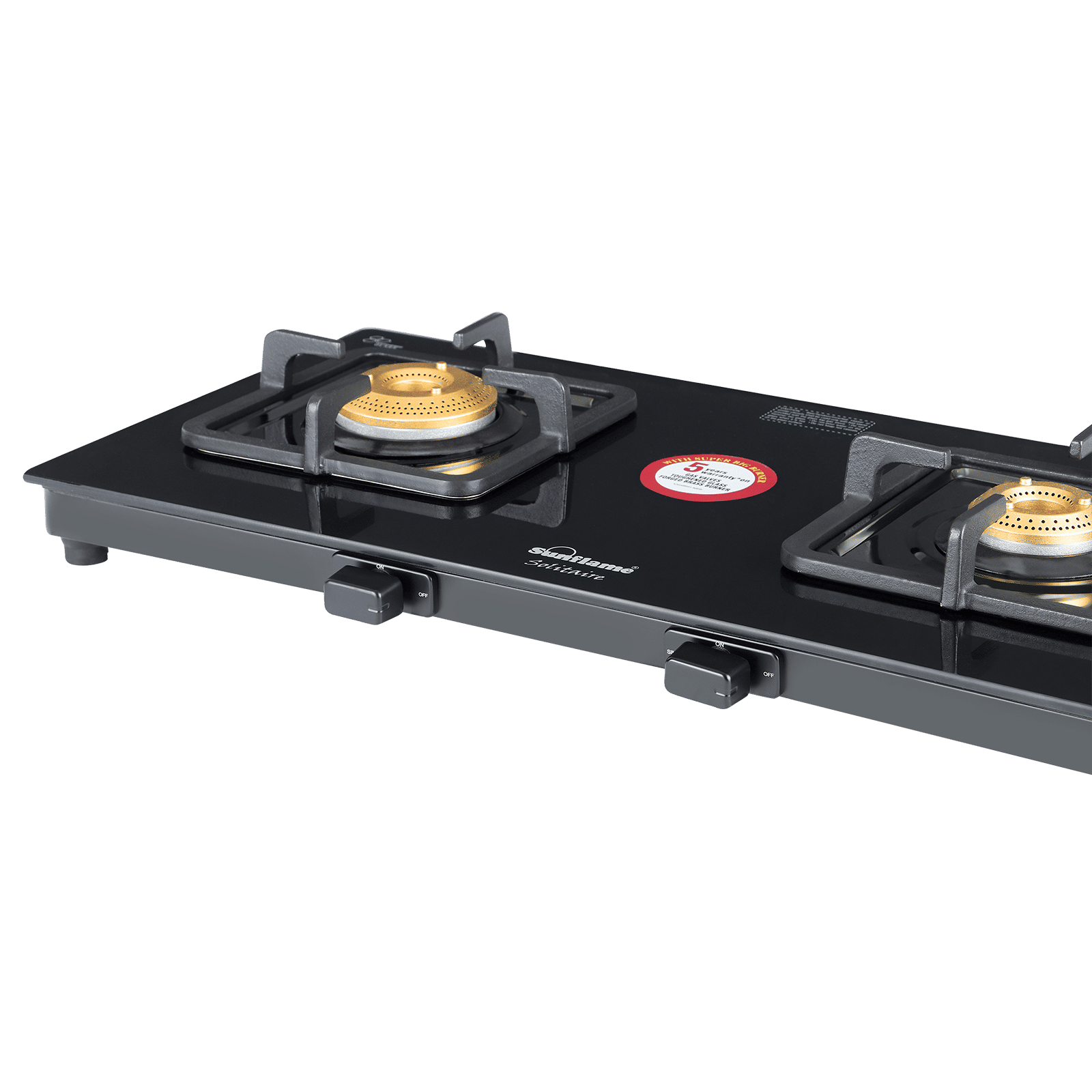 Sunflame SOLITAIRE Toughened Glass Top 2 Burner Manual Gas Stove (ISI Certified, Black)_6